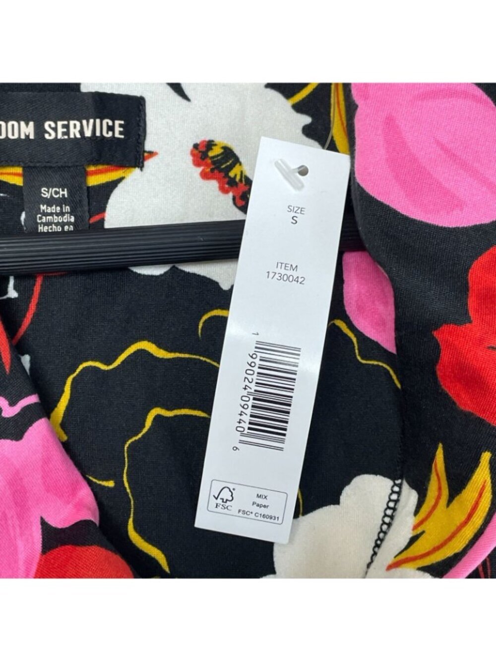 NWT Room Service Women's S Black Floral Print Long Sleeve Button-Down F1277 - Picture 7 of 12